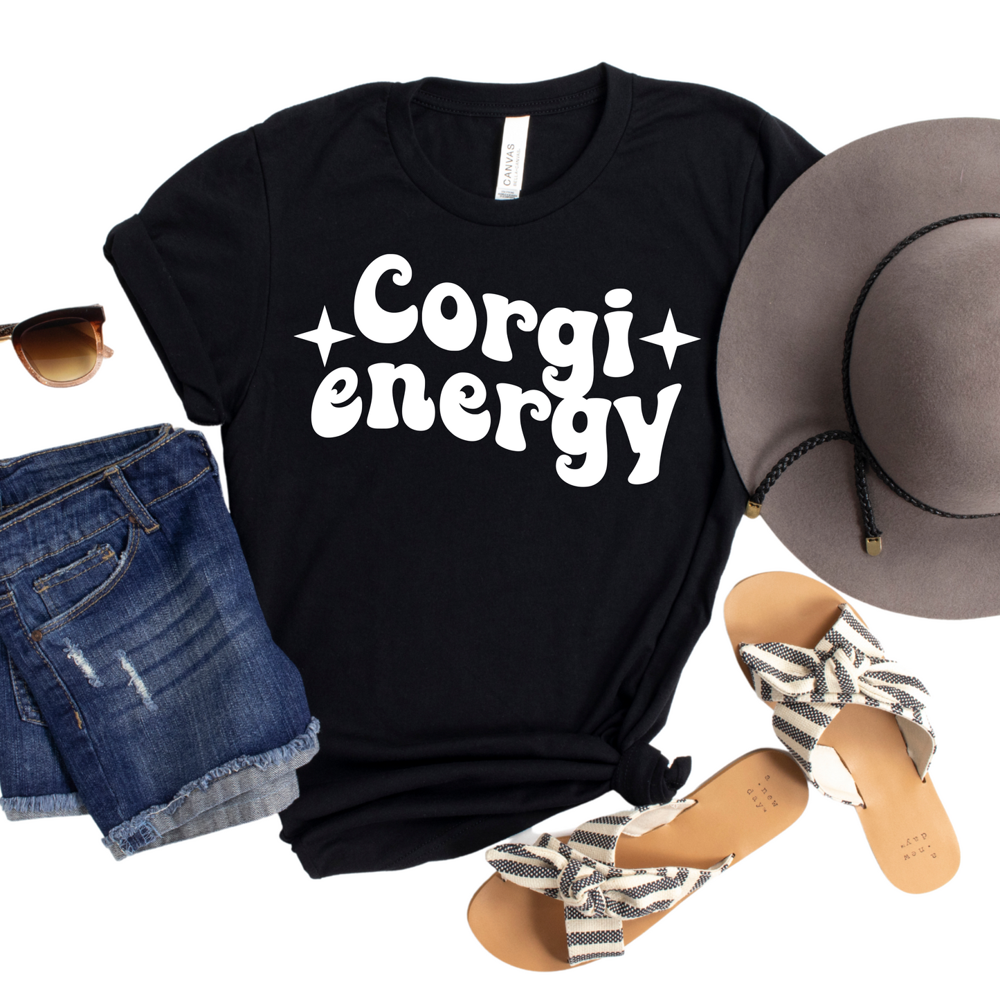Corgi Energy T-Shirt - Funny Dog Lover Graphic Tee - Cute Welsh Corgi Owner Shirt - Casual Pet Parent Gift - Trendy Dog Mom Apparel