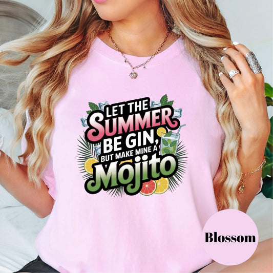 Let the Summer Be Gin Comfort Colors® Shirt, Mojito Cocktail Tee, Funny Summer Shirt, Tropical Drink Graphic Tee, Pool Party Vacation Shirt