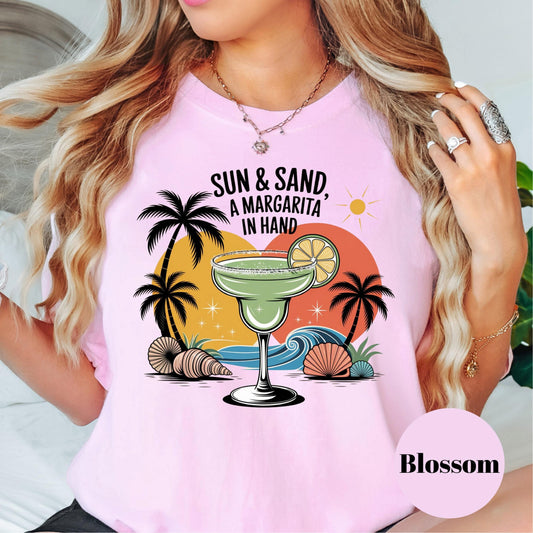 Sun and Sand Comfort Colors® Shirt, Margarita Beach Shirt, Vacation Graphic Tee, Summer Coastal Shirt, Funny Tropical Drink Shirt