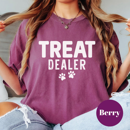 Treat Dealer Comfort Colors® Shirt, Funny Dog Mom Tee, Pet Lover Graphic Shirt, Dog Walker Tee, Animal Rescue Volunteer Shirt