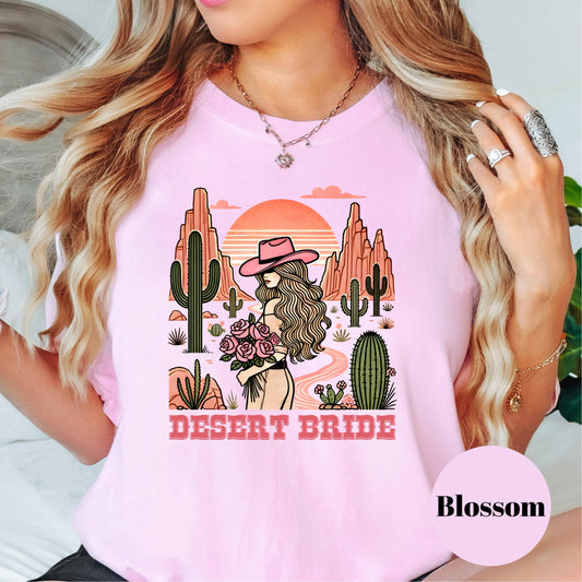 Desert Bride Comfort Colors® Shirt, Western Boho Bachelorette Tee, Cactus Wedding Shirt, Cowgirl Bride Shirt, Sunset Country Bride Gift