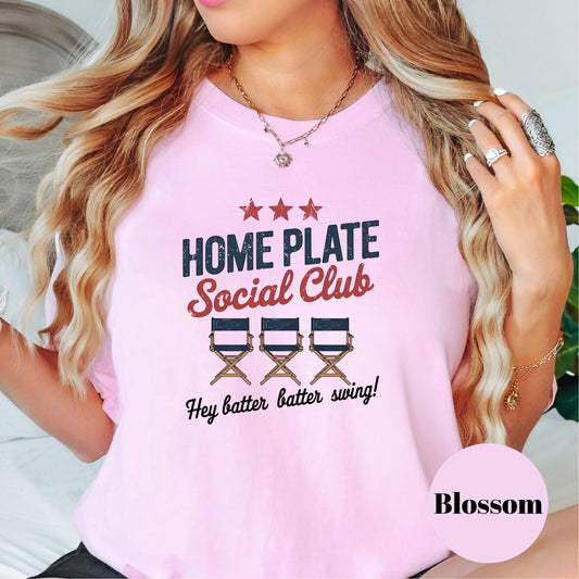 Home Plate Social Club Comfort Colors® Shirt, Baseball Mom Dugout Tee, Hey Batter Batter Shirt, Bleacher Babe Shirt, Game Day Supporter Tee