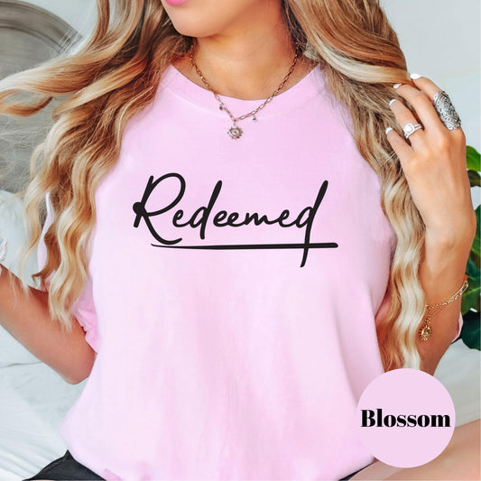 Redeemed Comfort Colors® Shirt, Christian Tee for Women, Faith Based Shirt, Grace Mercy Love Tee, Bold Scripture Shirt, Bible Verse Tee