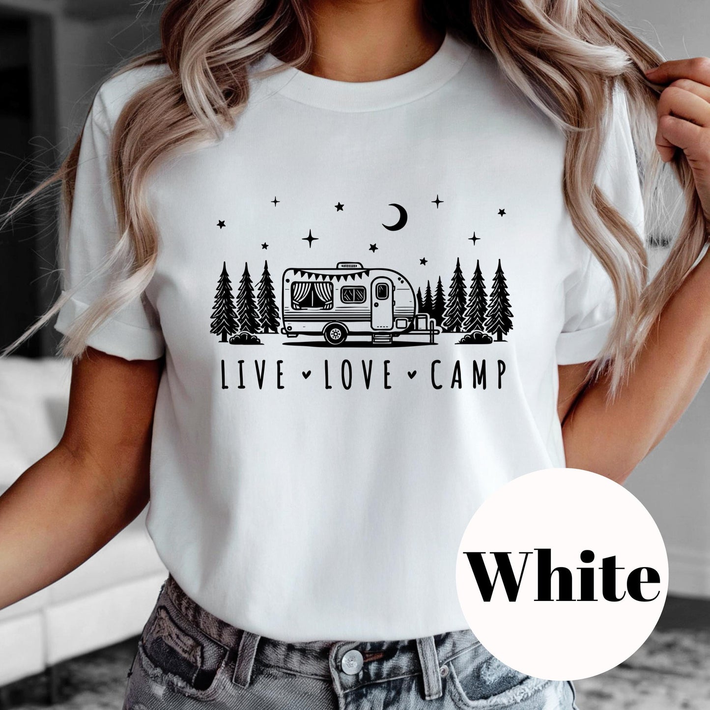 Live Love Camp Shirt, Camping Sublimation Tee, Vintage Camper Graphic Shirt, Outdoor Adventure Shirt, Faded Print Tee, Gift for Campers