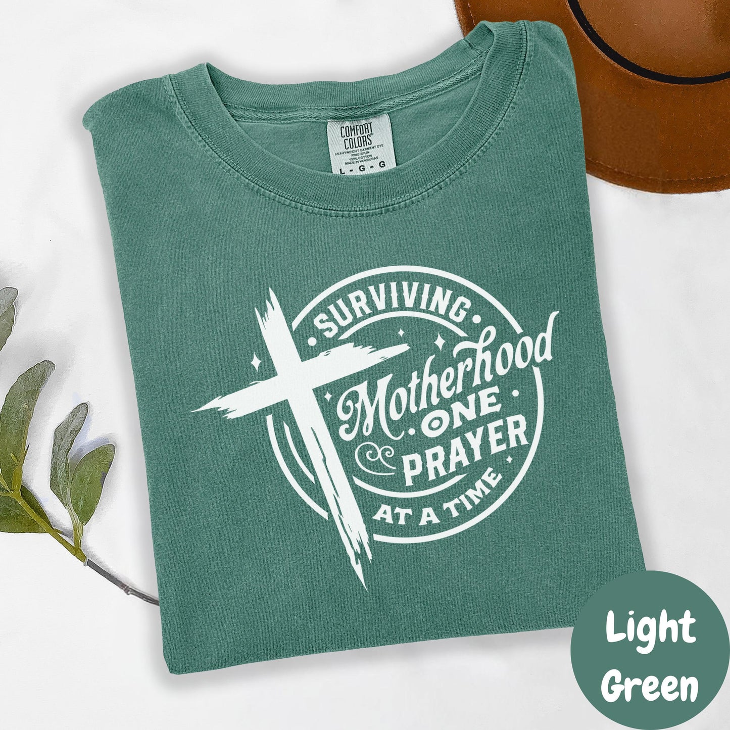 Surviving Motherhood One Prayer At A Time Shirt, Comfort Colors® Faith Based Mom Tee, Christian Mom Gift, Motherhood Shirt, Tired Mama Tee