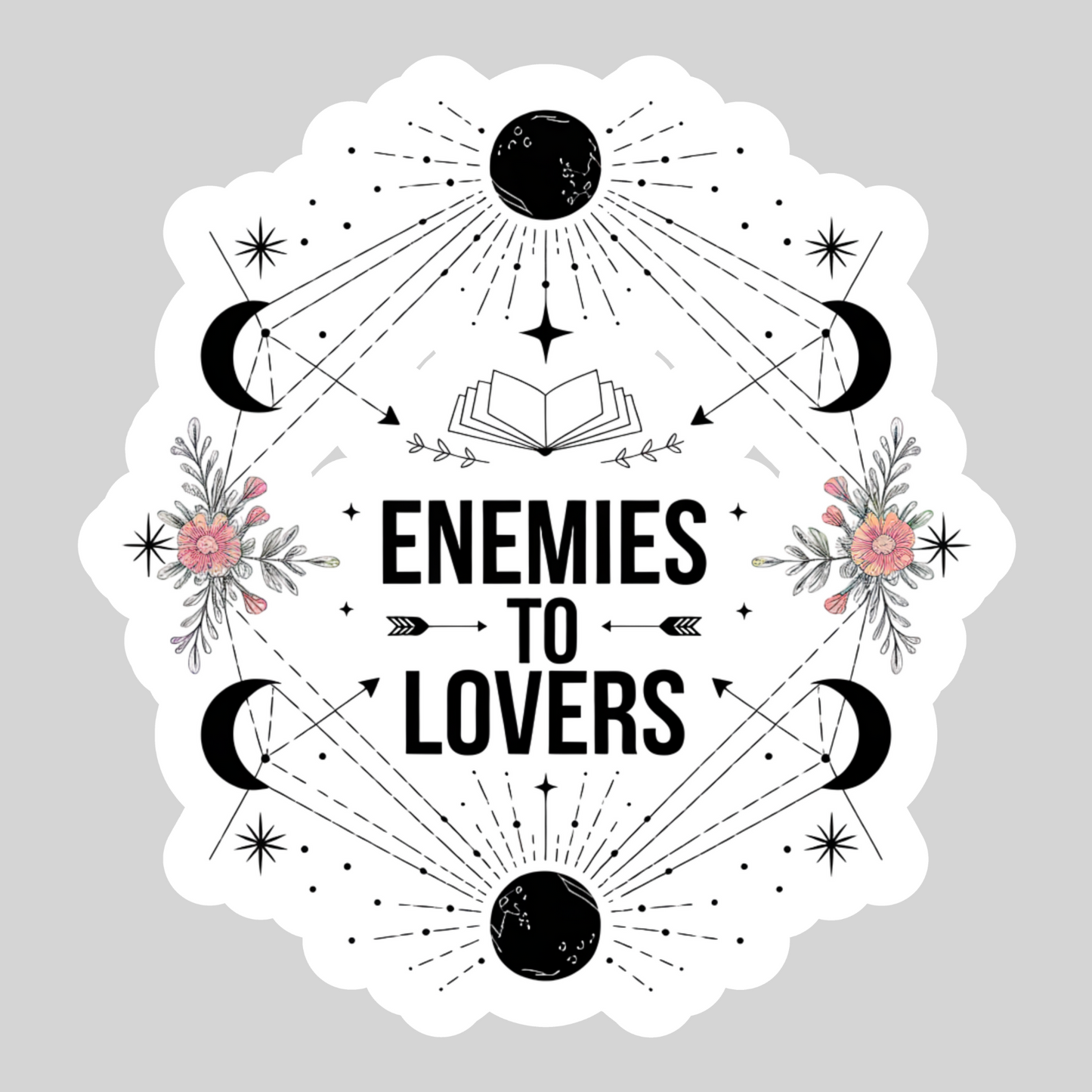 Enemies to Lovers โ 3" Waterproof Bookish Sticker with Holo Overlay โ Reading, Books, Reader Gift, Book Lover
