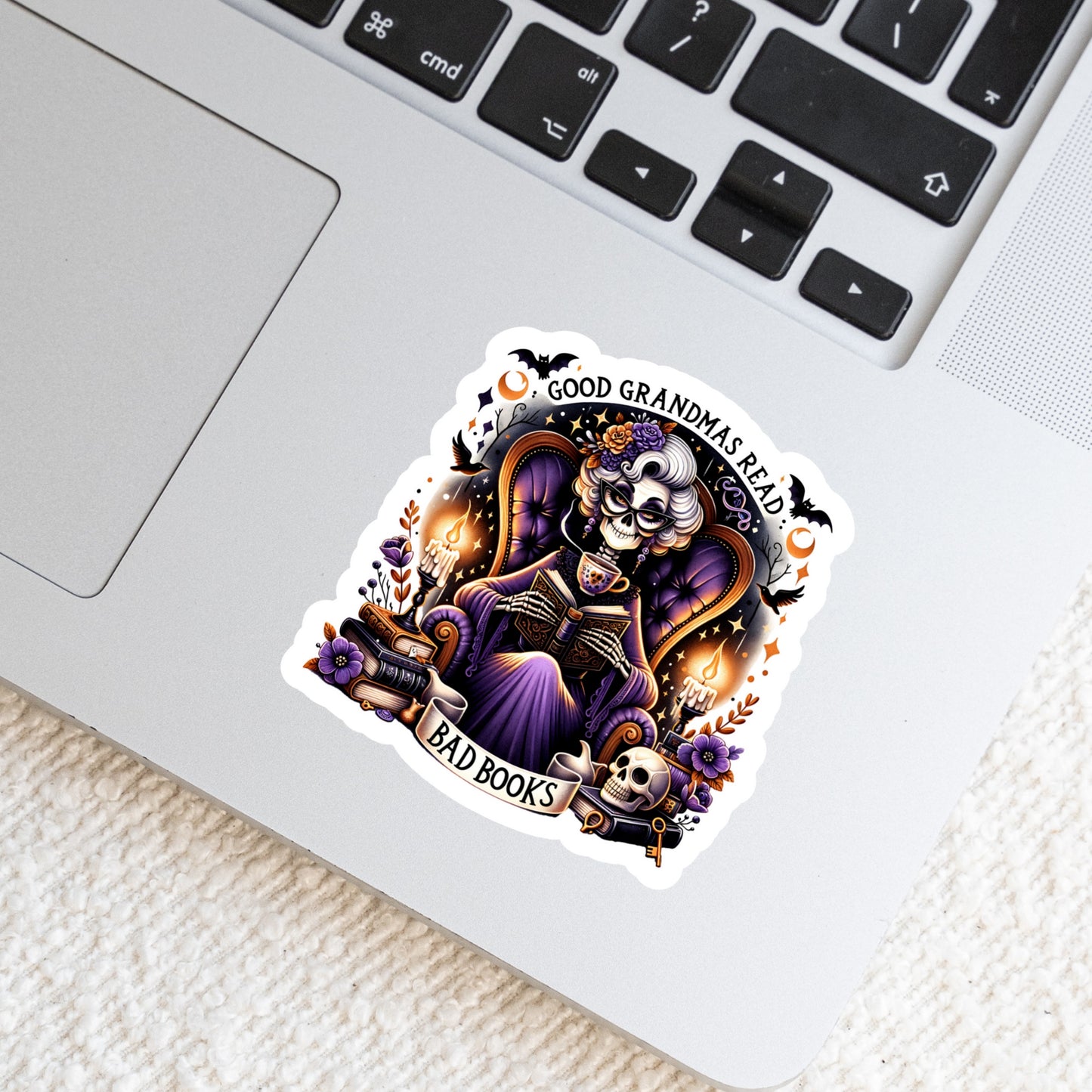 Good Grandmas Read BAD Books! Dark ROmance Smutty β 3" Waterproof Bookish Sticker with Holo Overlay β Reading, Books, Reader Gift, Book Lover