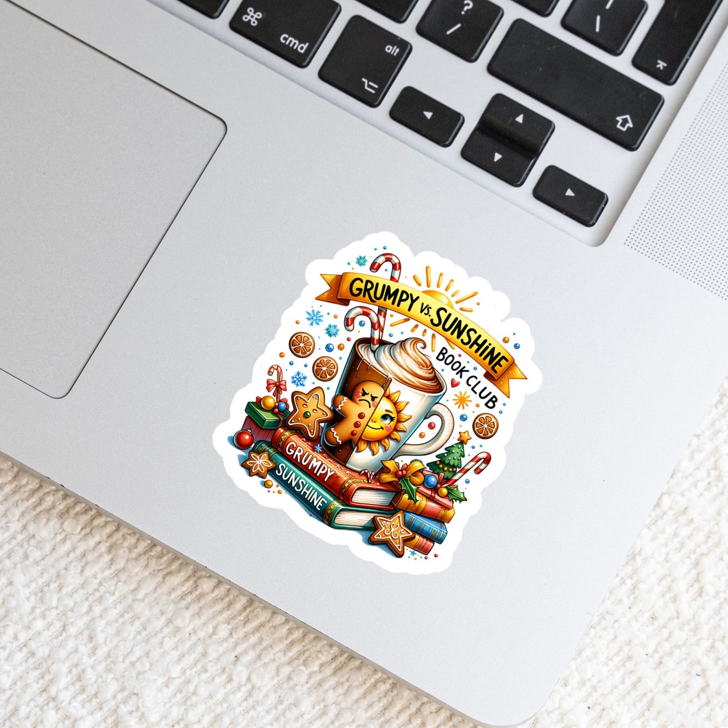 Grumpy Sunshine Book Club โ 3" Waterproof Bookish Sticker with Holo Overlay โ Reading, Books, Reader Gift, Book Lover