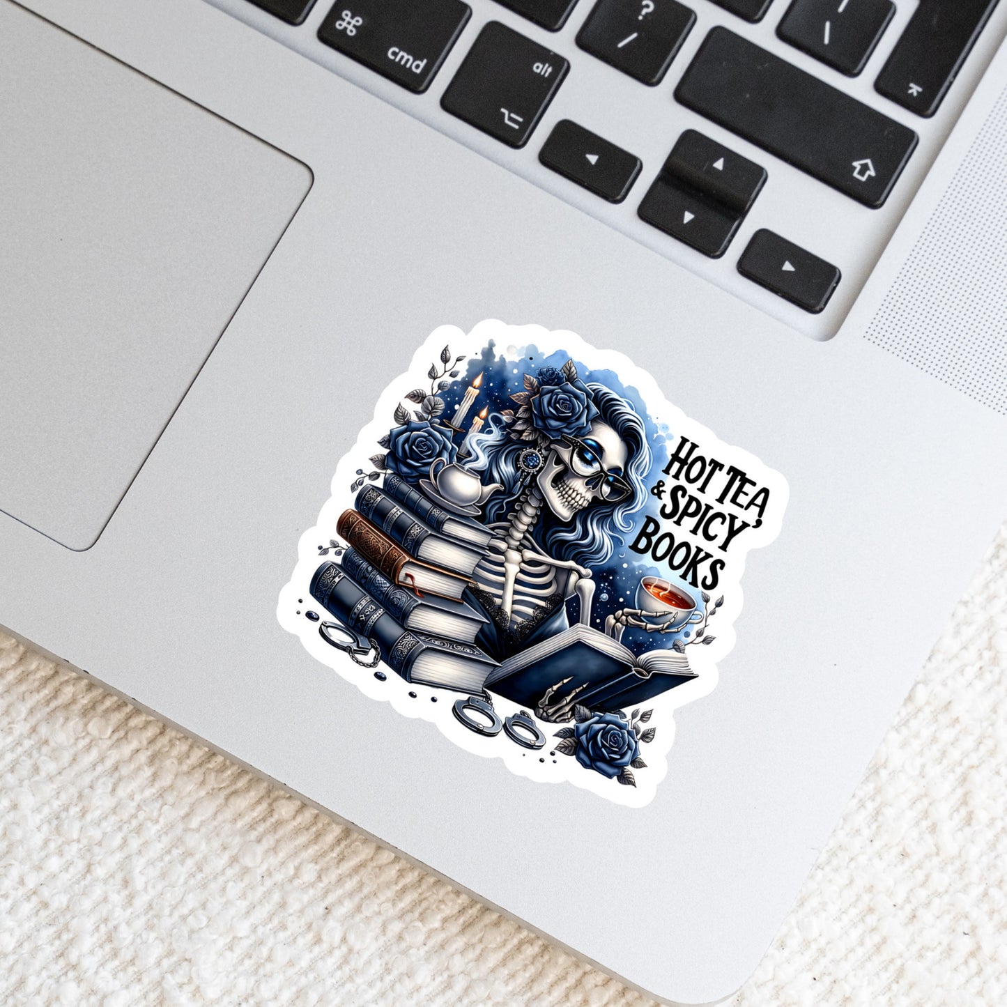 Hot Tea and Spicy Books β 3" Waterproof Bookish Sticker with Holo Overlay β Reading, Books, Reader Gift, Book Lover