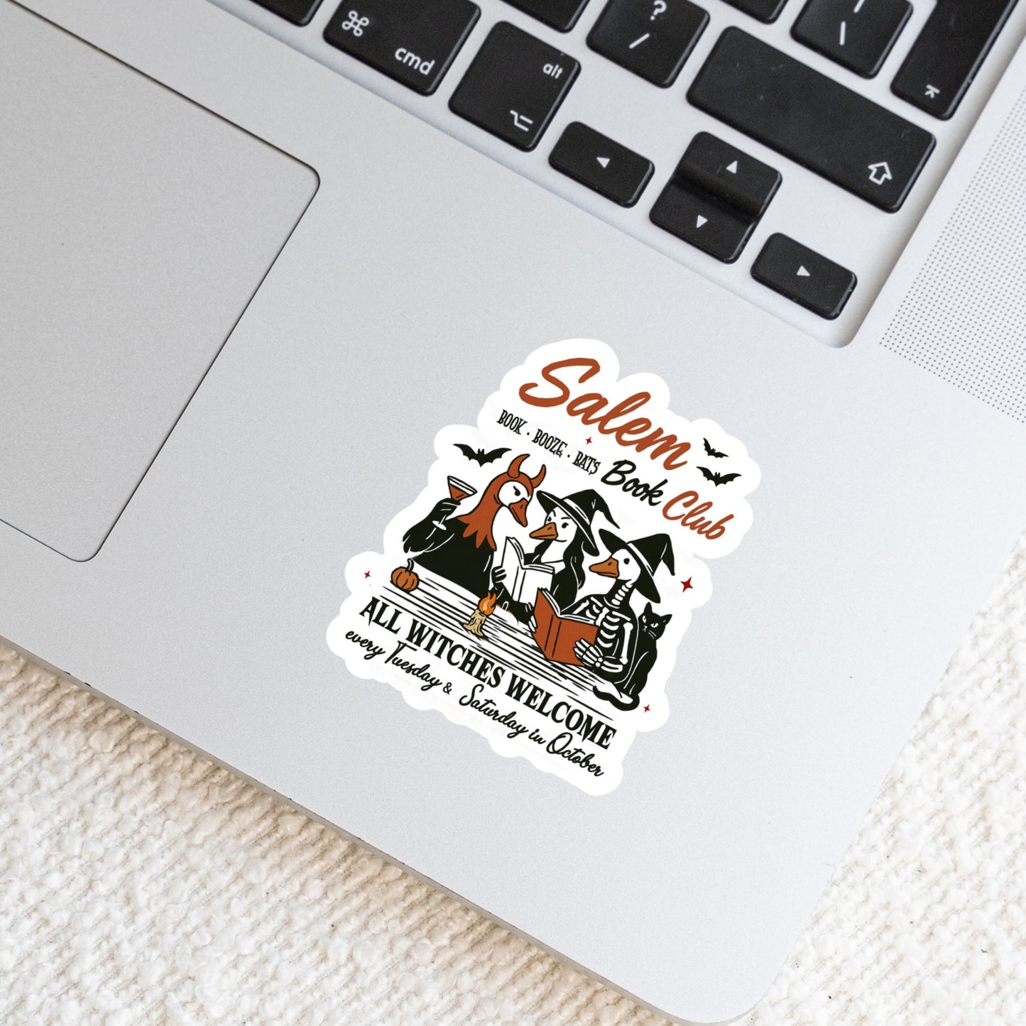 Salem Book Club Witchy Book Reader Sticker โ 3" Waterproof Bookish Sticker with Holo Overlay โ Reading, Books, Reader Gift, Book Lover, Bookstore Merch