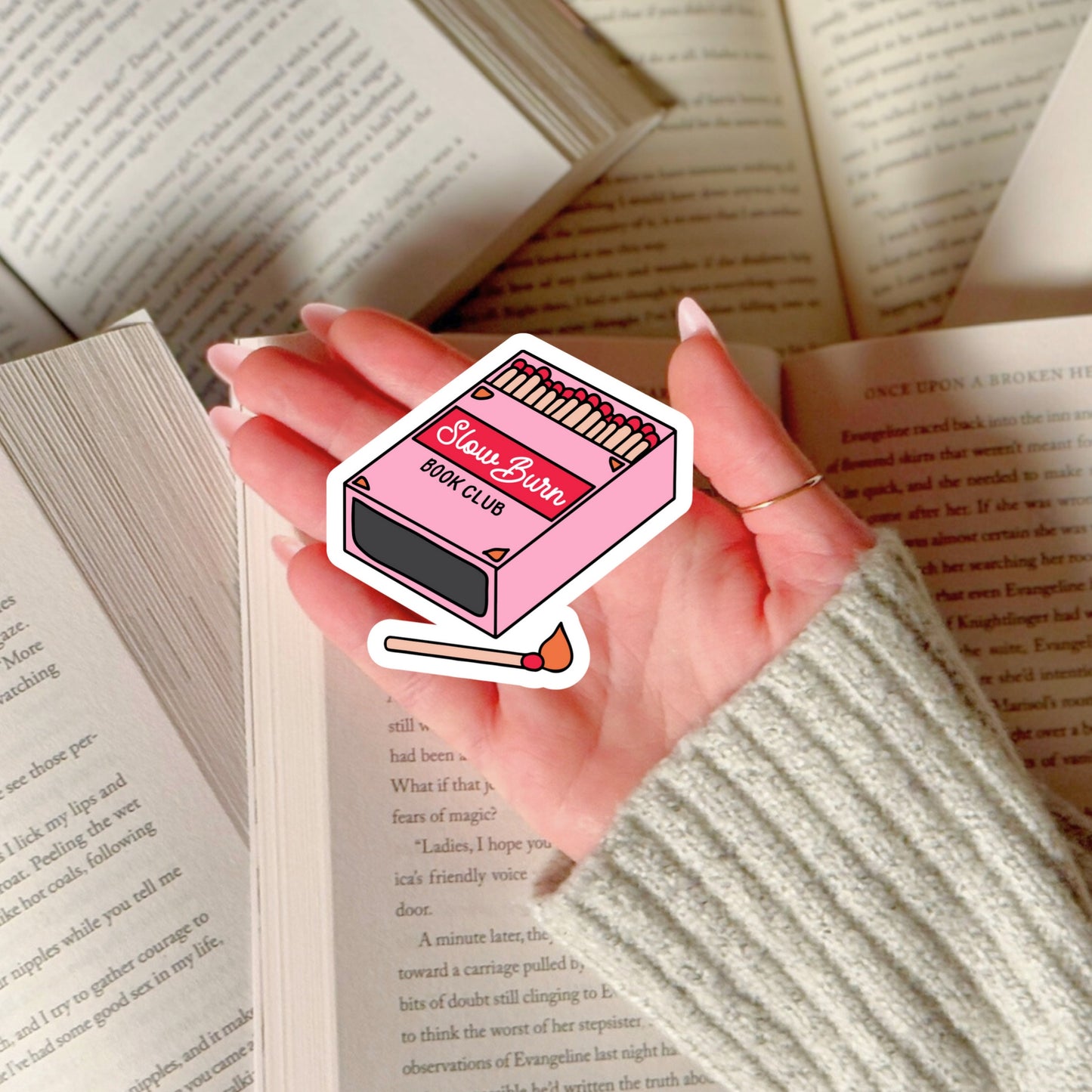 Slow Burn Book Club Book Reader Sticker β 3" Waterproof Bookish Sticker with Holo Overlay β Reading, Books, Reader Gift, Book Lover, Bookstore Merch