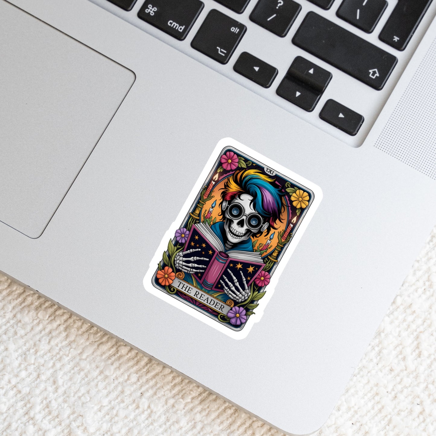The Reader HP Tarot Card Book Reader Sticker β 3" Waterproof Bookish Sticker with Holo Overlay β Reading, Books, Reader Gift, Book Lover, Bookstore Merch