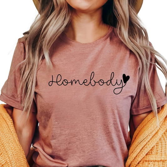 Homebody Shirt with Heart Cozy Homebody T-Shirt for Women Minimalist Homebody Tee Gift for Introverts Cute Lounge Shirt