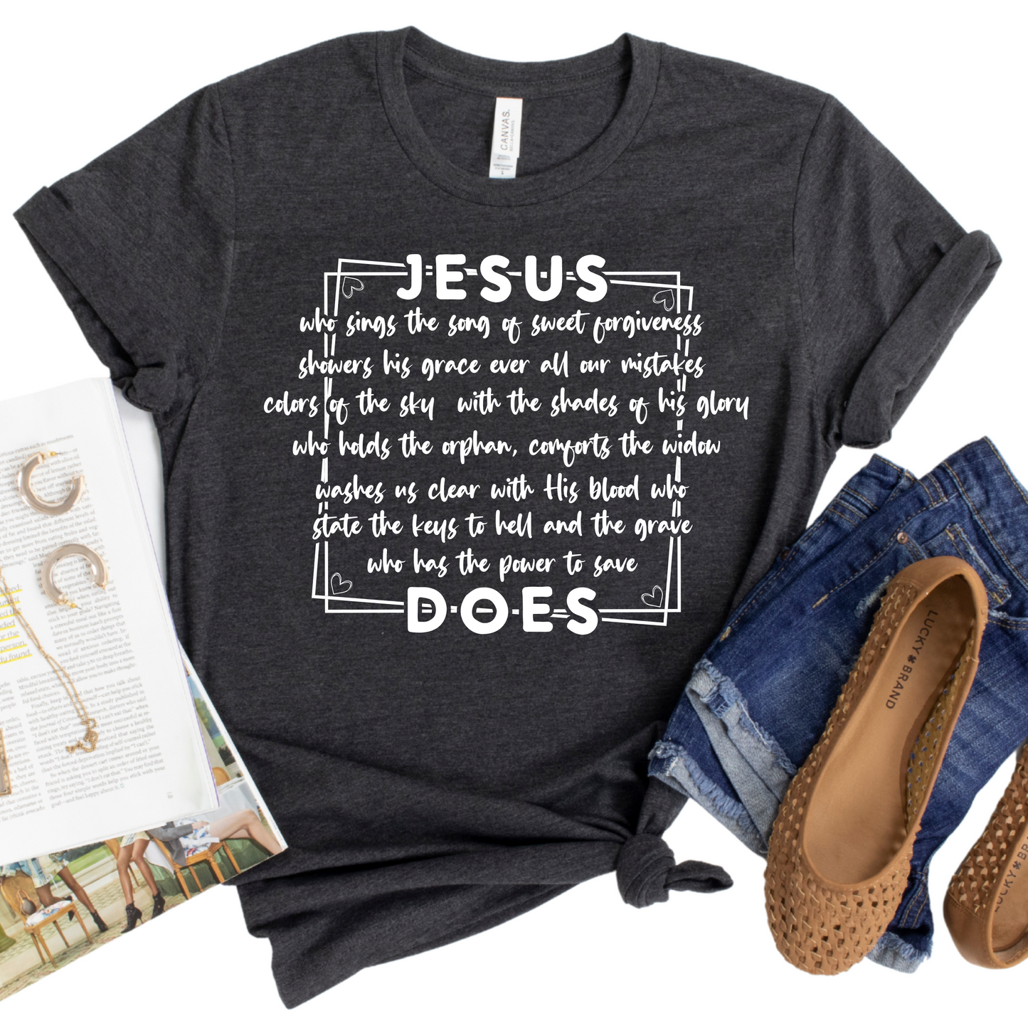 Jesus Does Shirt Inspirational Christian Graphic Tee Faith-Based Bible Verse Design Spiritual Gift for Women Religious Appare