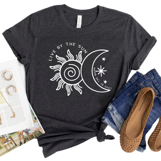 Live by the Sun Love by the Moon Shirt - Celestial Sun and Moon T-Shirt - Boho Spiritual Graphic Tee for Women - Astrology Lover Gift