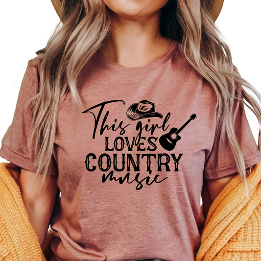 This Girl Loves Country Music Shirt - Country Girl Tee, Western Graphic T-Shirt, Country Music Fan Gift, Cowgirl Outfit Top