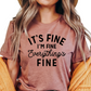 It's Fine I'm Fine T-Shirt - Funny Sarcastic Graphic Tee for Women - Relatable Humor Shirt - Everyday Casual Wear - Stress Relief Gift