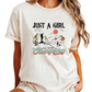 Just a Girl Who Loves Camping T-Shirt - Outdoor Adventure Shirt for Women - Nature Lover Graphic Tee - Cute Camper Gift Idea