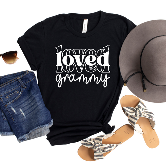 Loved Grammy T-Shirt - Cute Grandma Gift for Grammy - Heart Design Graphic Tee - Family Appreciation Shirt - Women’s Grammy Shirt