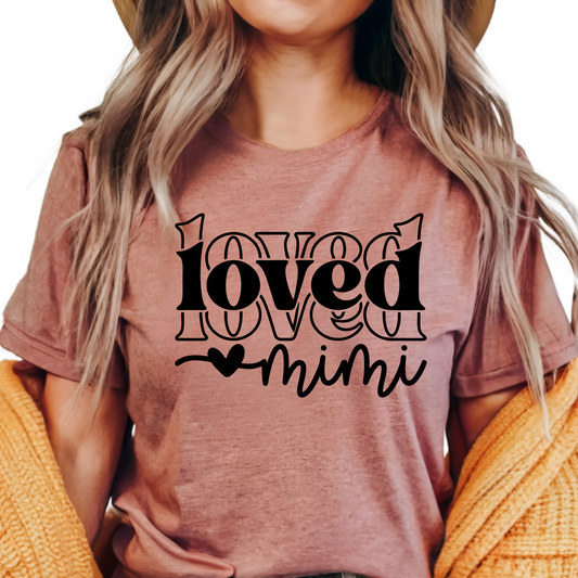 Loved Mimi T-Shirt - Grandma Gift for Mimi - Heart Design Mimi Graphic Tee - Cute Family Shirt for Women - Thoughtful Gift Idea