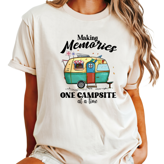 Making Memories One Campsite at a Time T-Shirt - Camping Graphic Tee - Retro Camper Shirt - Perfect Gift for Campers - Outdoor Adventure Tee