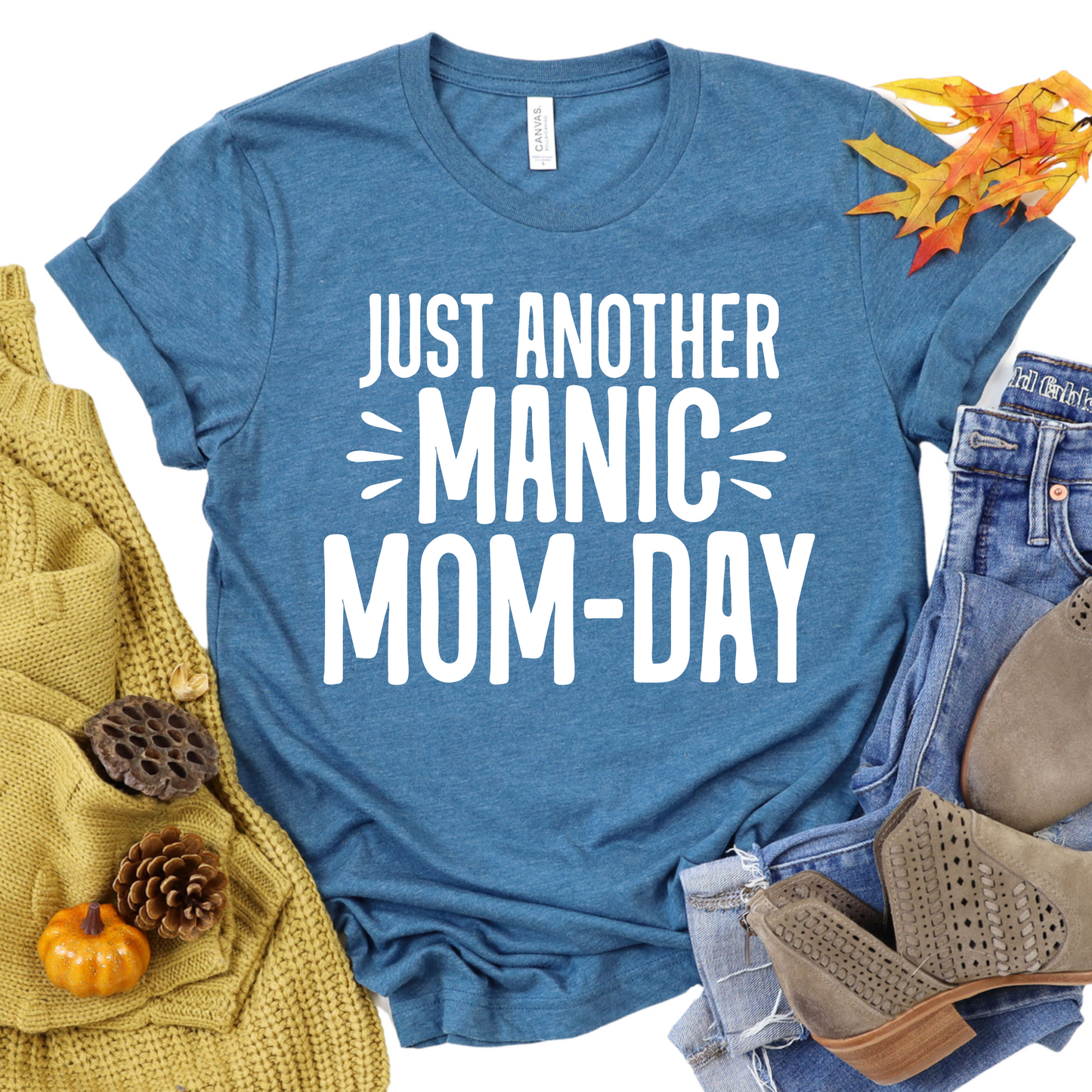 Just Another Manic Mom-Day Shirt - Funny Mom Life Graphic Tee - Relatable Parenting T-Shirt for Busy Moms - Gift for Motherhood