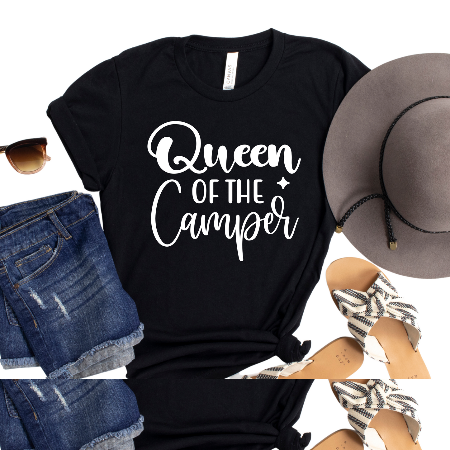 Queen of the Camper T-Shirt - Fun Camping Shirt for Women - Outdoor Adventure Tee - Glamping Lover Gift - Stylish Camper Graphic Shirt