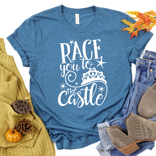 Race You to the Castle T-Shirt - Theme Park Trip Shirt for Women - Magical Kingdom Family Tee - Princess Castle Vacation Graphic Shirt