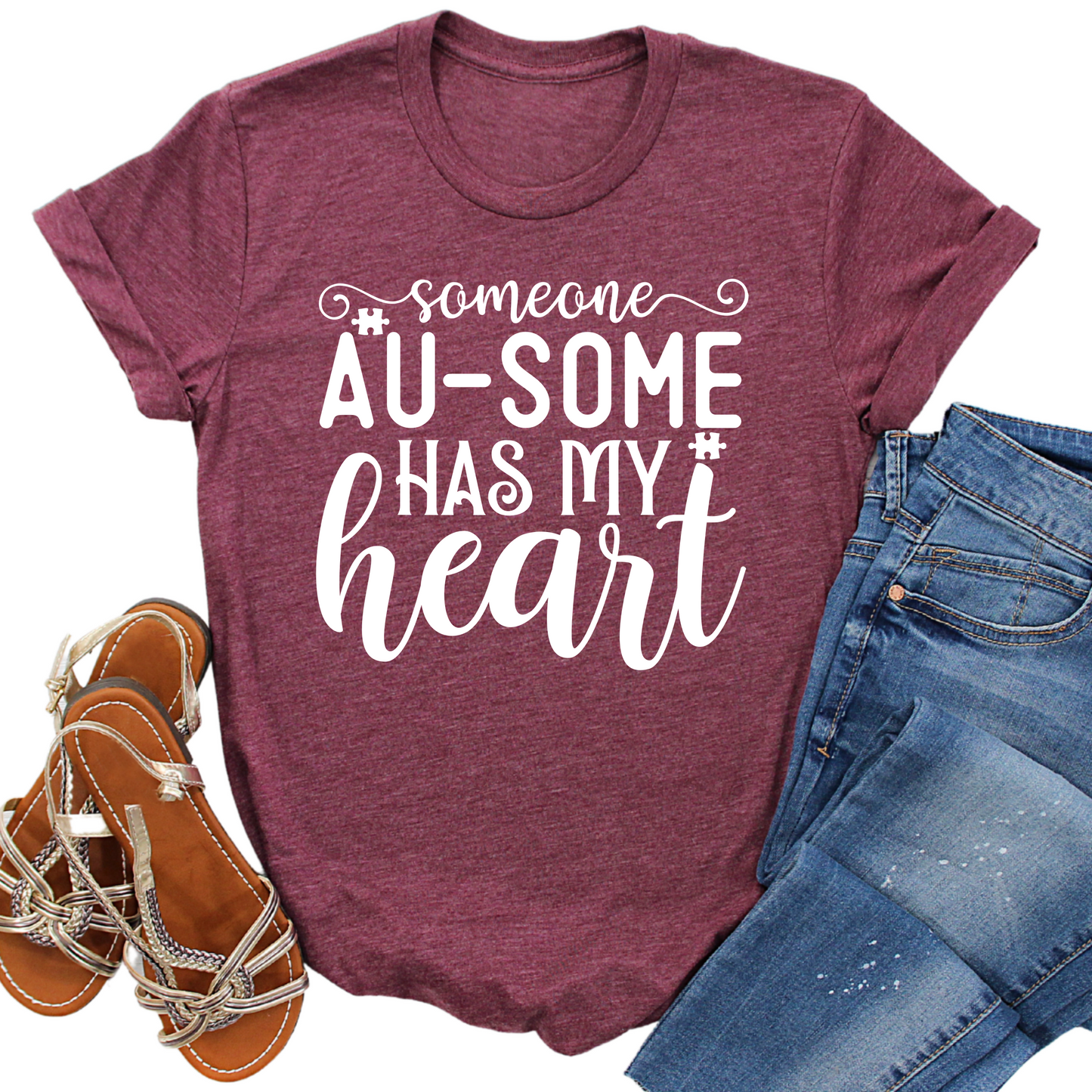 Someone Au-Some Has My Heart T-Shirt - Autism Awareness Shirt - Supportive Graphic Tee for Autism Moms & Dads - Inspirational Gift