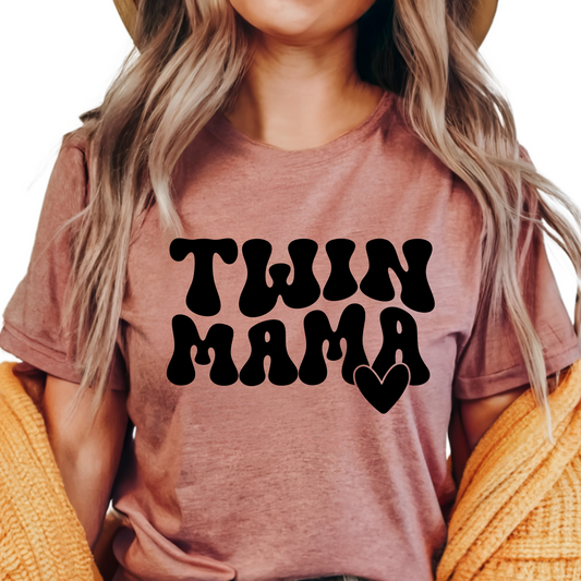 Twin Mama T-Shirt - Cute Graphic Tee for Twin Moms - Gift for New Twin Moms - Trendy and Comfortable Mom Shirt - Mother of Twins Outfit