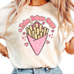 Fries Before Guys T-Shirt - Funny Valentine's Day Shirt for Women - Cute Foodie Graphic Tee - Trendy Retro Leopard Print Design