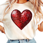 Red Glitter Heart T-Shirt - Valentine's Day Sequin Heart Tee - Sparkly Heart Graphic Shirt - Romantic Holiday Outfit - Love-Inspired Shirt