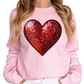 Red Glitter Heart T-Shirt - Valentine's Day Sequin Heart Tee - Sparkly Heart Graphic Shirt - Romantic Holiday Outfit - Love-Inspired Shirt