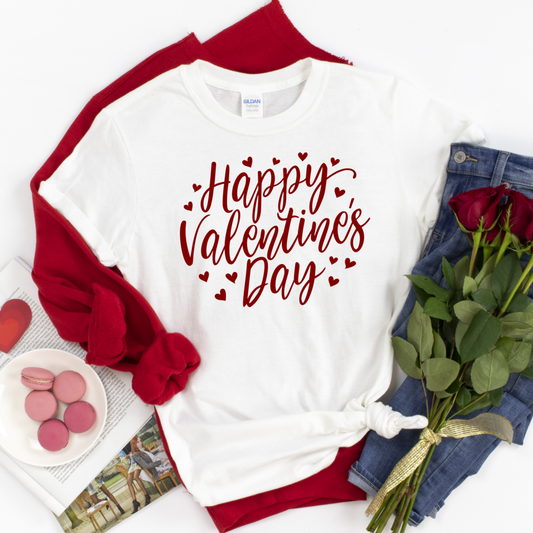 Happy Valentine's Day Shirt - Romantic Graphic Tee for Women - Cute Heart Shirt - Valentine's Day Outfit - Holiday Gift for Her