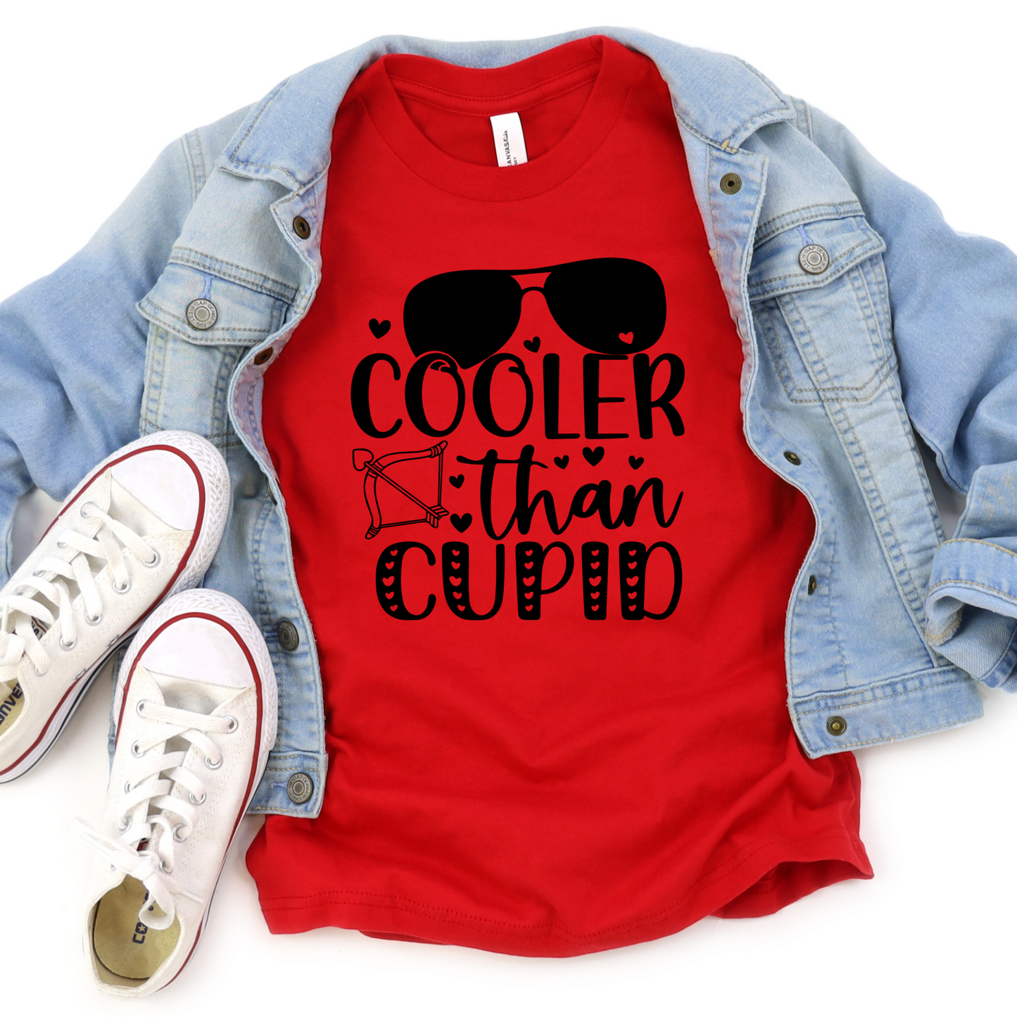 Cooler Than Cupid Shirt - Baby, Toddler, Youth Sizes - Funny Valentine's Day Shirt for Kids - Cool Red Holiday Tee for Boys or Girls