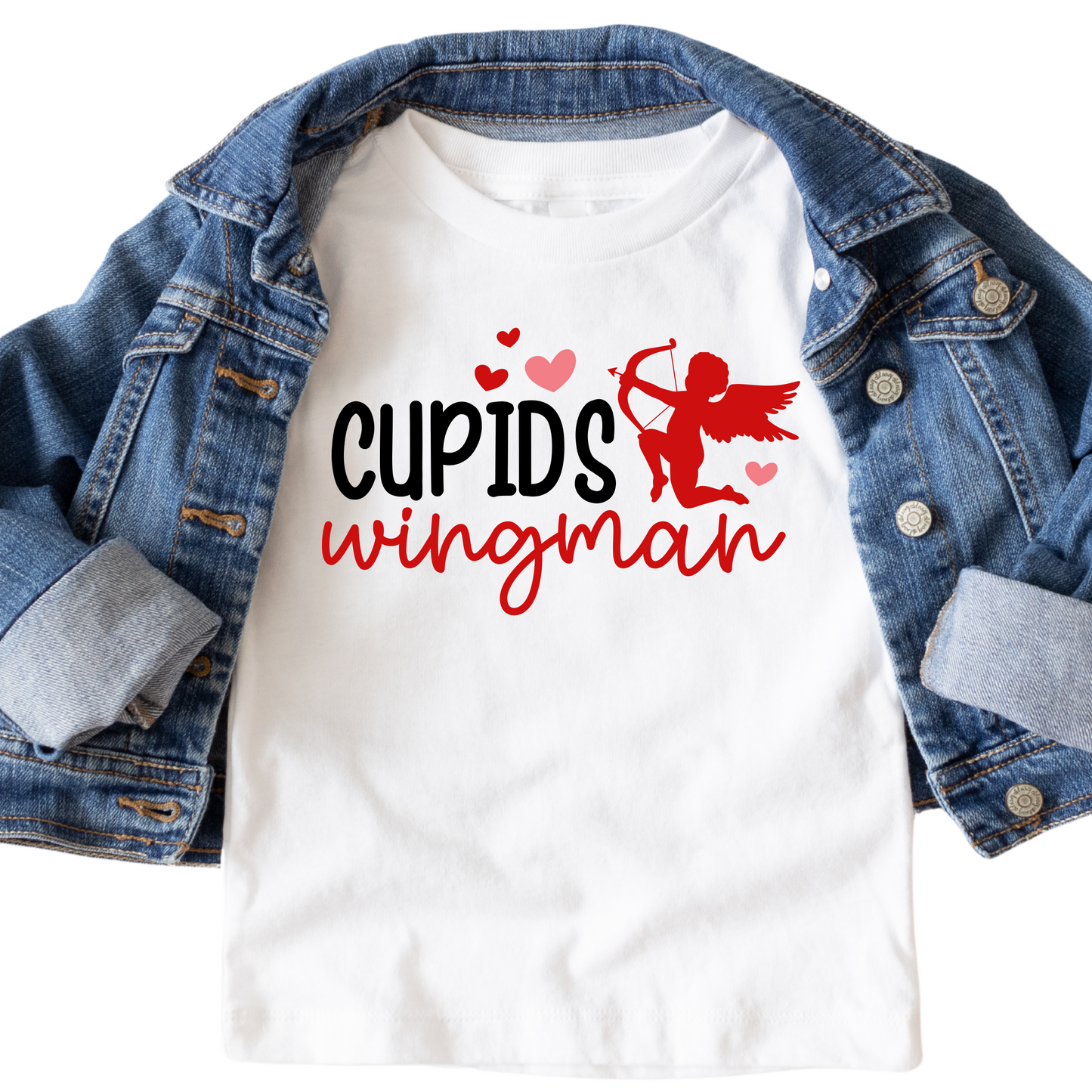 Cupid's Wingman Shirt - Baby, Toddler, Youth Sizes - Funny Valentine's Day Tee for Kids - Cute Holiday Outfit for Boys or Girls