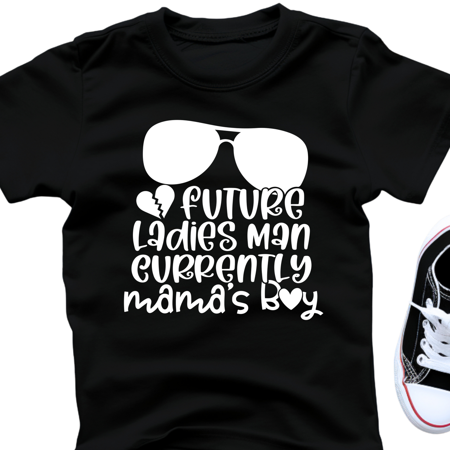 Future Ladies Man Currently Mama's Boy Shirt - Baby, Toddler, Youth Sizes - Funny Valentine's Day Tee for Boys - Cute Holiday Outfit