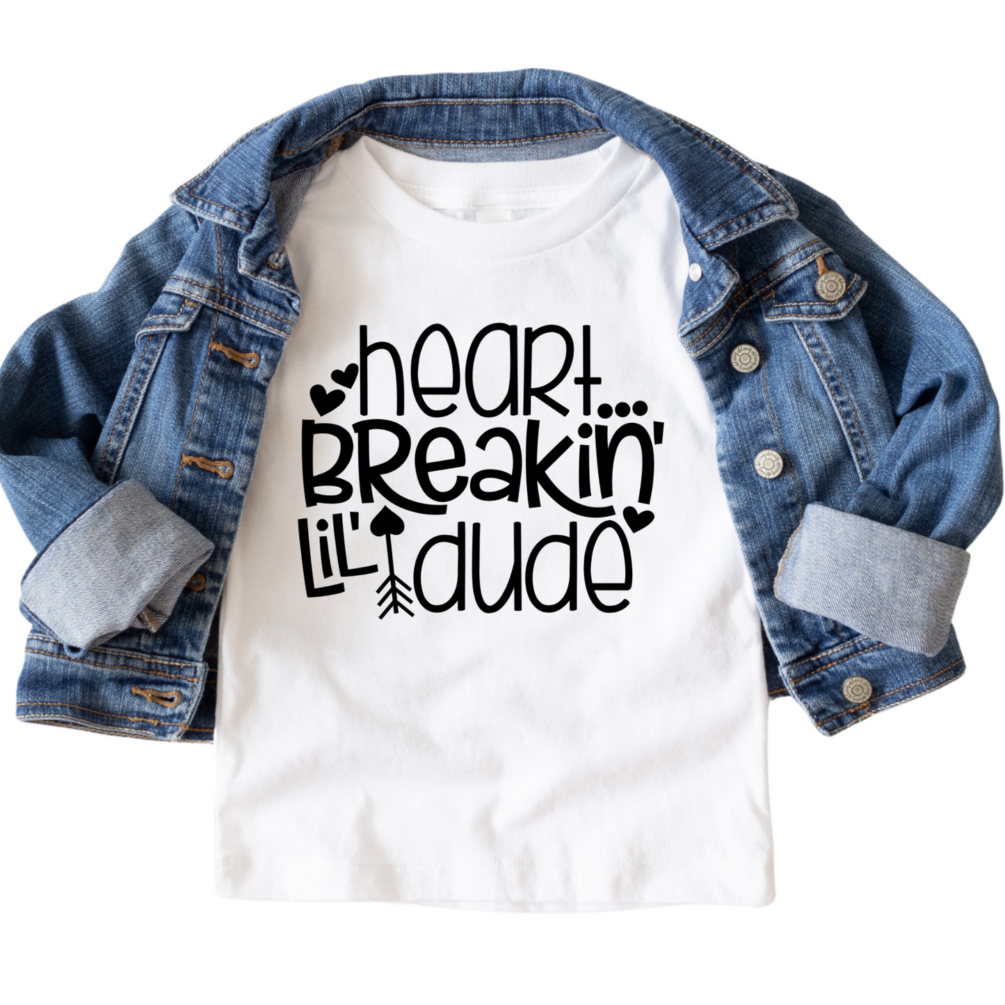 Heart Breakin' Lil' Dude Shirt - Baby, Toddler, Youth Sizes - Funny Valentine's Day Tee for Boys - Cute Holiday Outfit for Kids