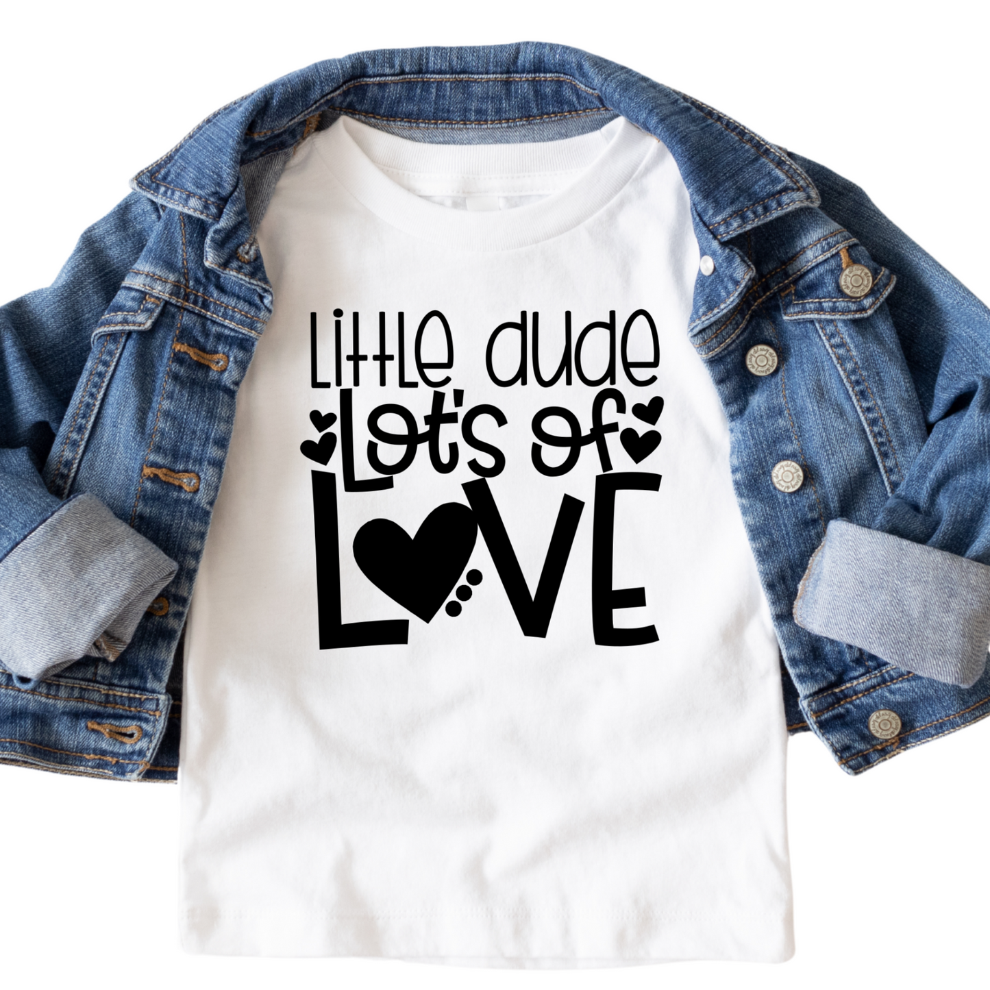 Little Dude Lots of Love Shirt - Baby, Toddler, Youth Sizes - Valentine’s Day Boys Tee - Cute Heart Graphic Shirt for Kids