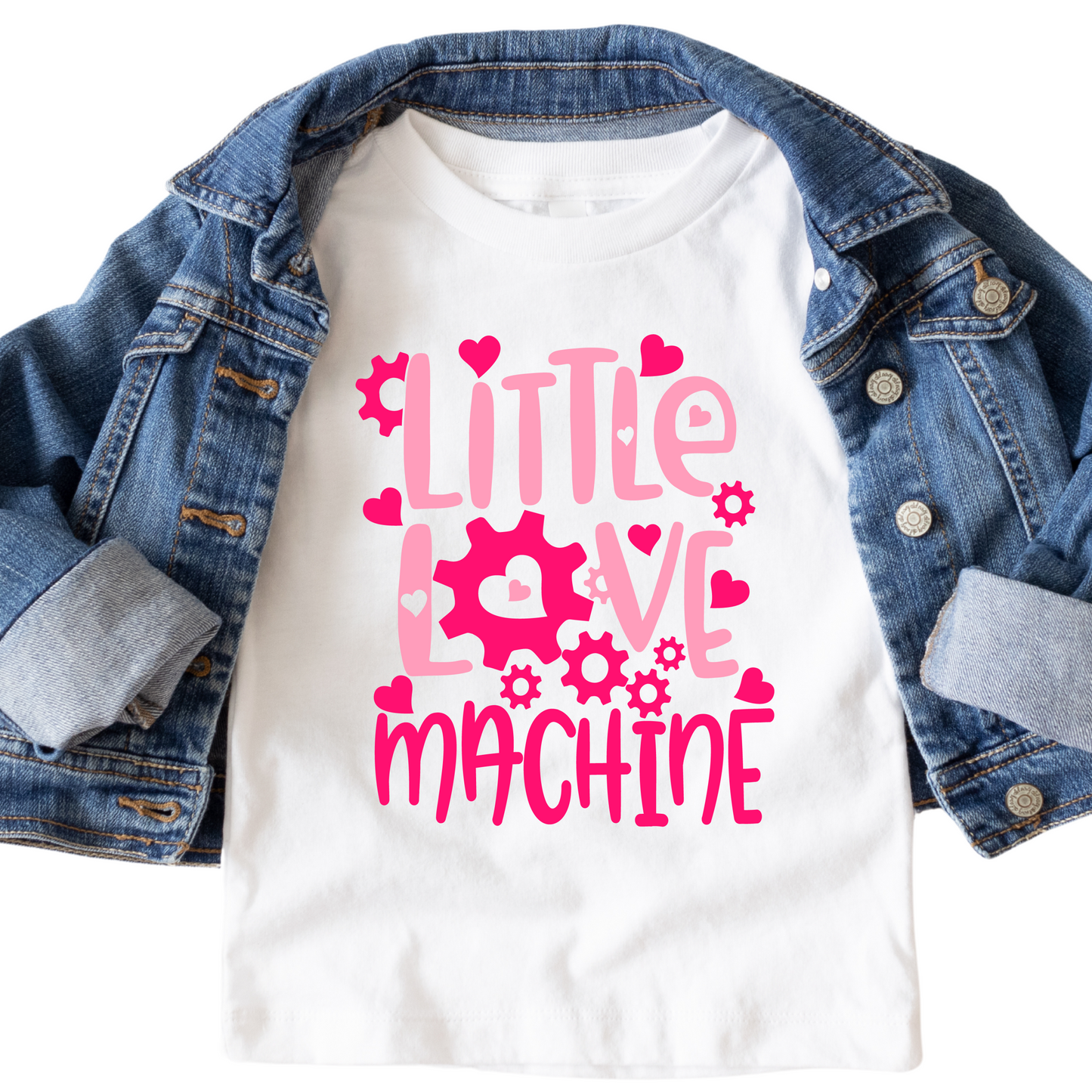 Little Love Machine Shirt - Baby, Toddler, Youth Sizes - Valentine’s Day Kids Tee - Cute Gear and Heart Graphic Shirt for Boys and Girls