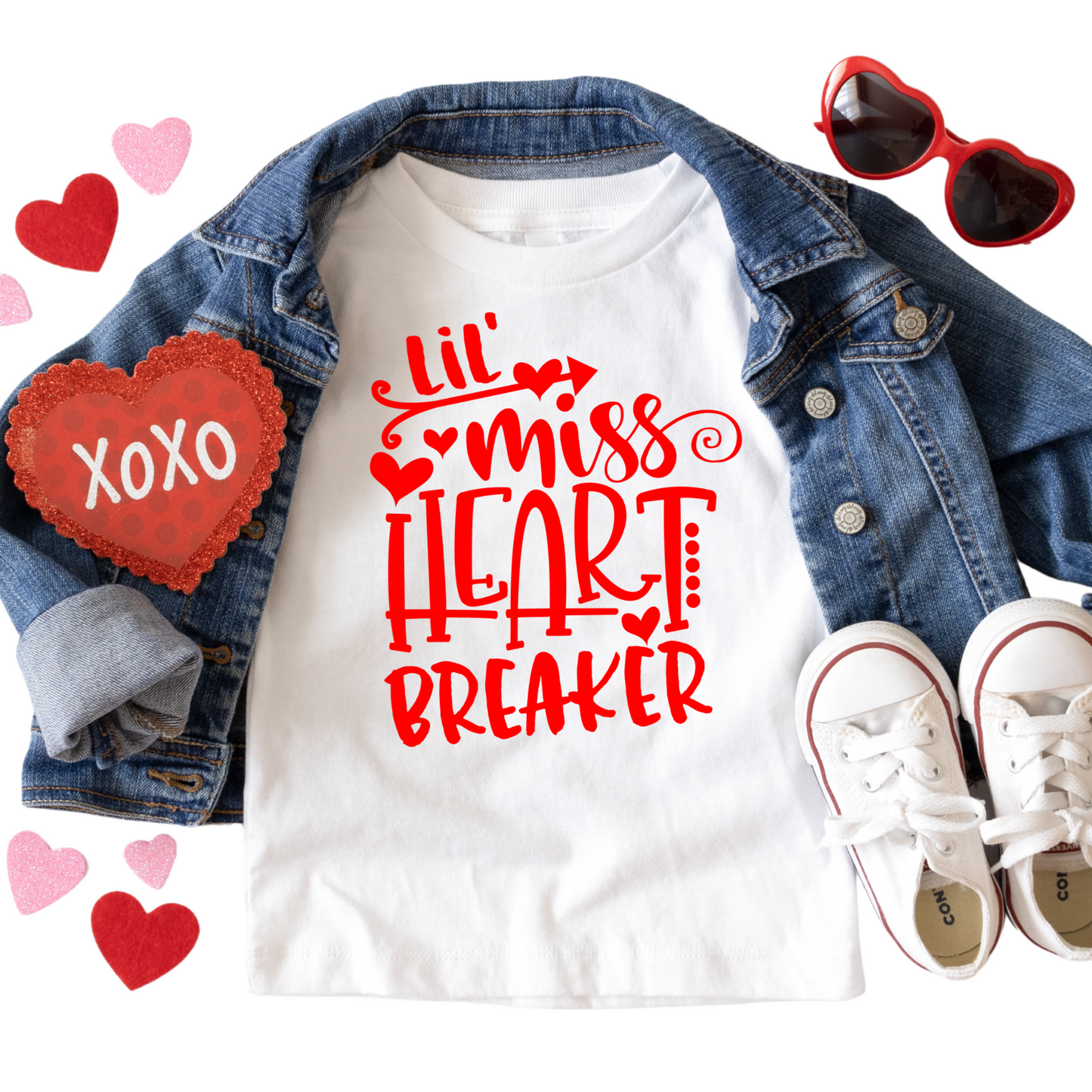 Lil' Miss Heartbreaker Shirt - Baby, Toddler, Youth Sizes - Cute Valentine’s Day Outfit - Heartbreaker Graphic Tee for Girls