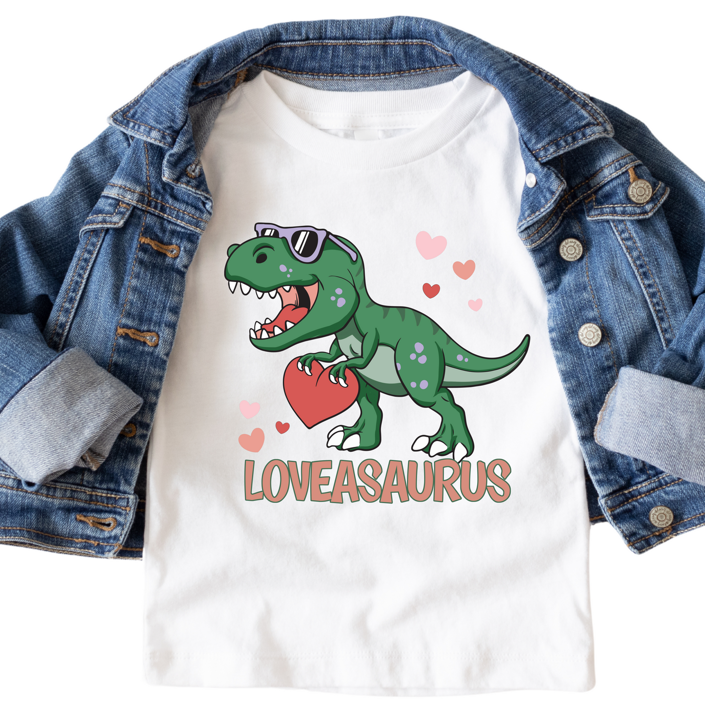 Loveasaurus Dinosaur Valentine Shirt - Baby, Toddler, Youth Sizes - Boys Valentine's Day Outfit - Cute Dino Graphic Tee for Kids