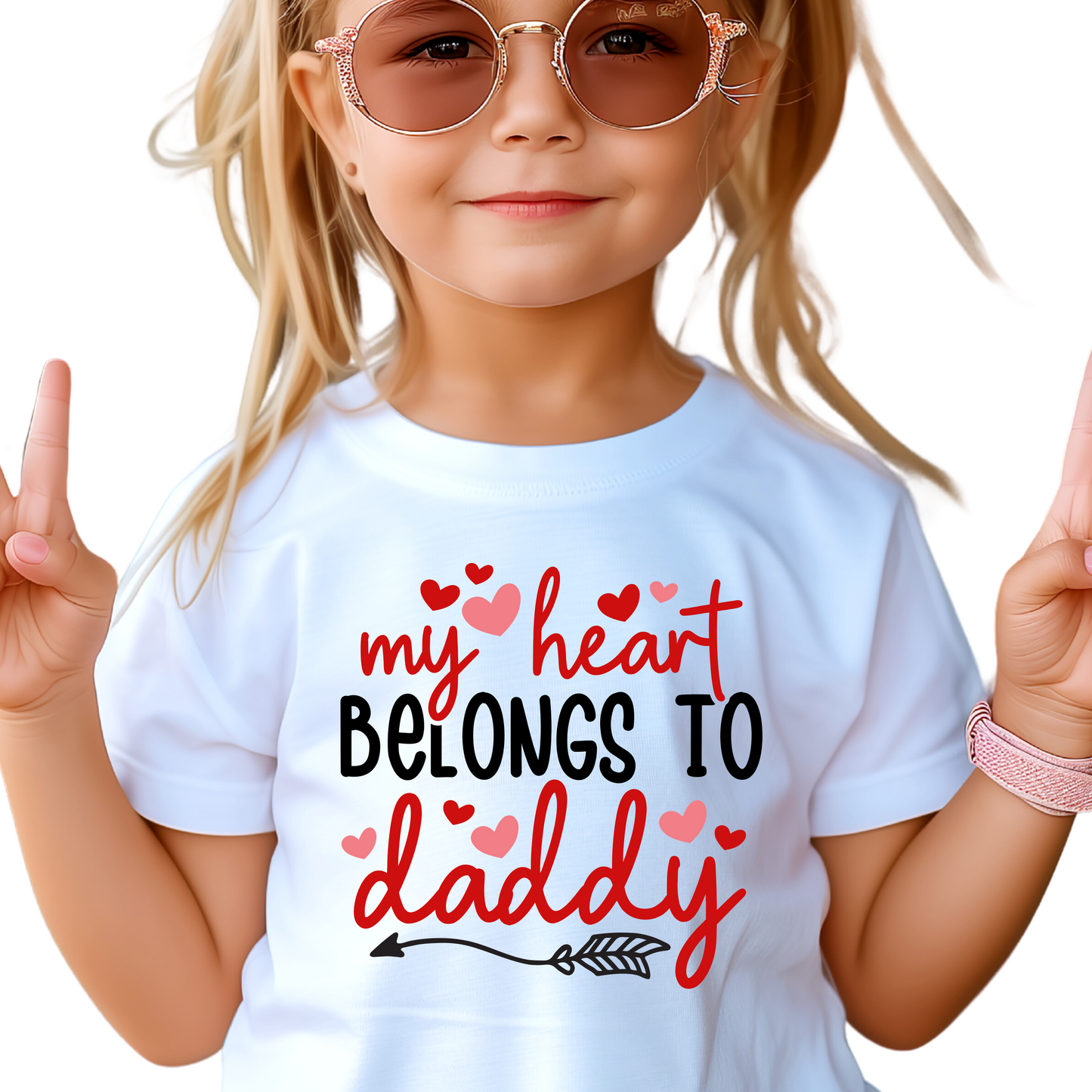 My Heart Belongs to Daddy Shirt for Baby, Toddler, and Youth Sizes - Cute Valentine’s Day Outfit for Girls - Daddy’s Little Girl Tee