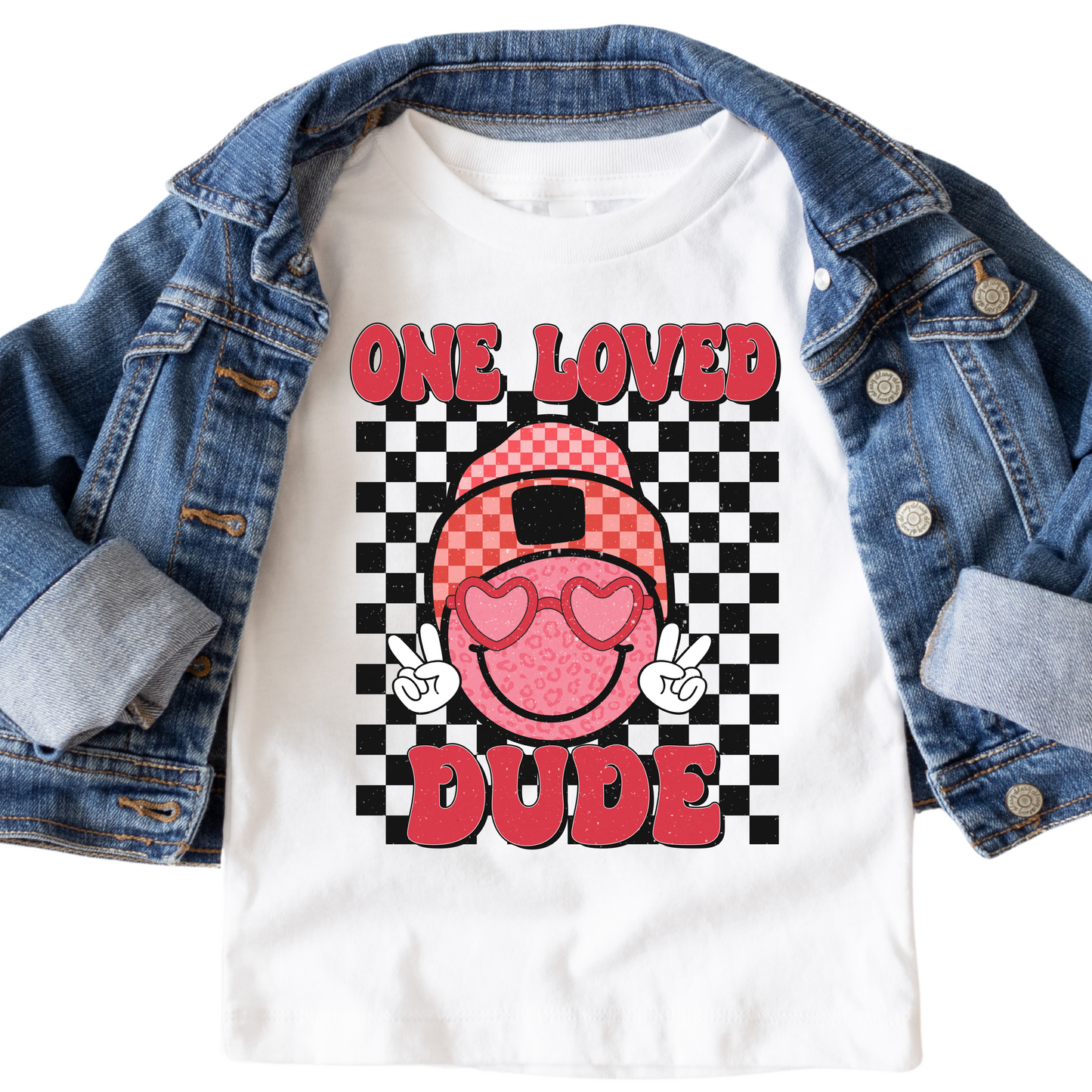 One Loved Dude Valentine Shirt - Baby, Toddler, and Youth Sizes - Cool Boys Valentine's Day Tee - Checkered Heart Outfit