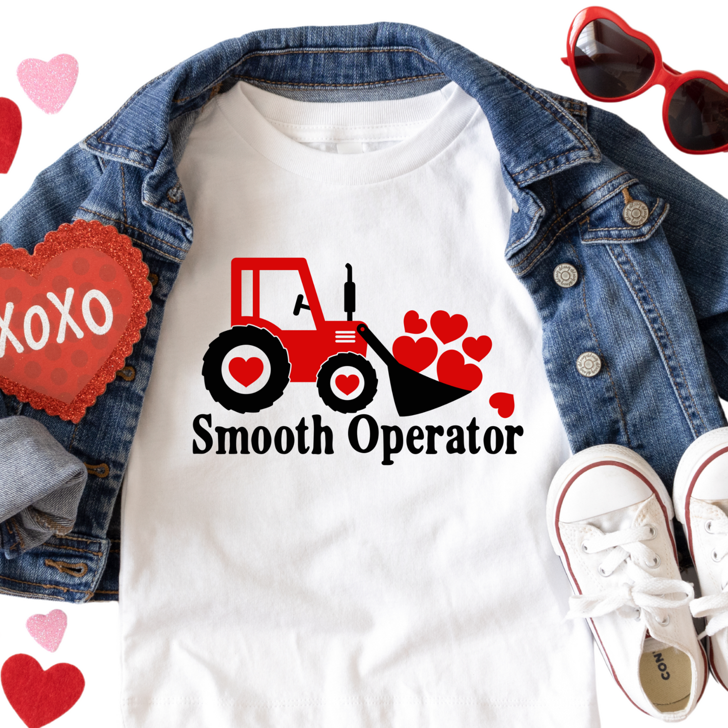 Smooth Operator Tractor Shirt - Baby, Toddler, Youth Sizes - Cute Valentine’s Day Shirt for Boys - Heart Construction Tee