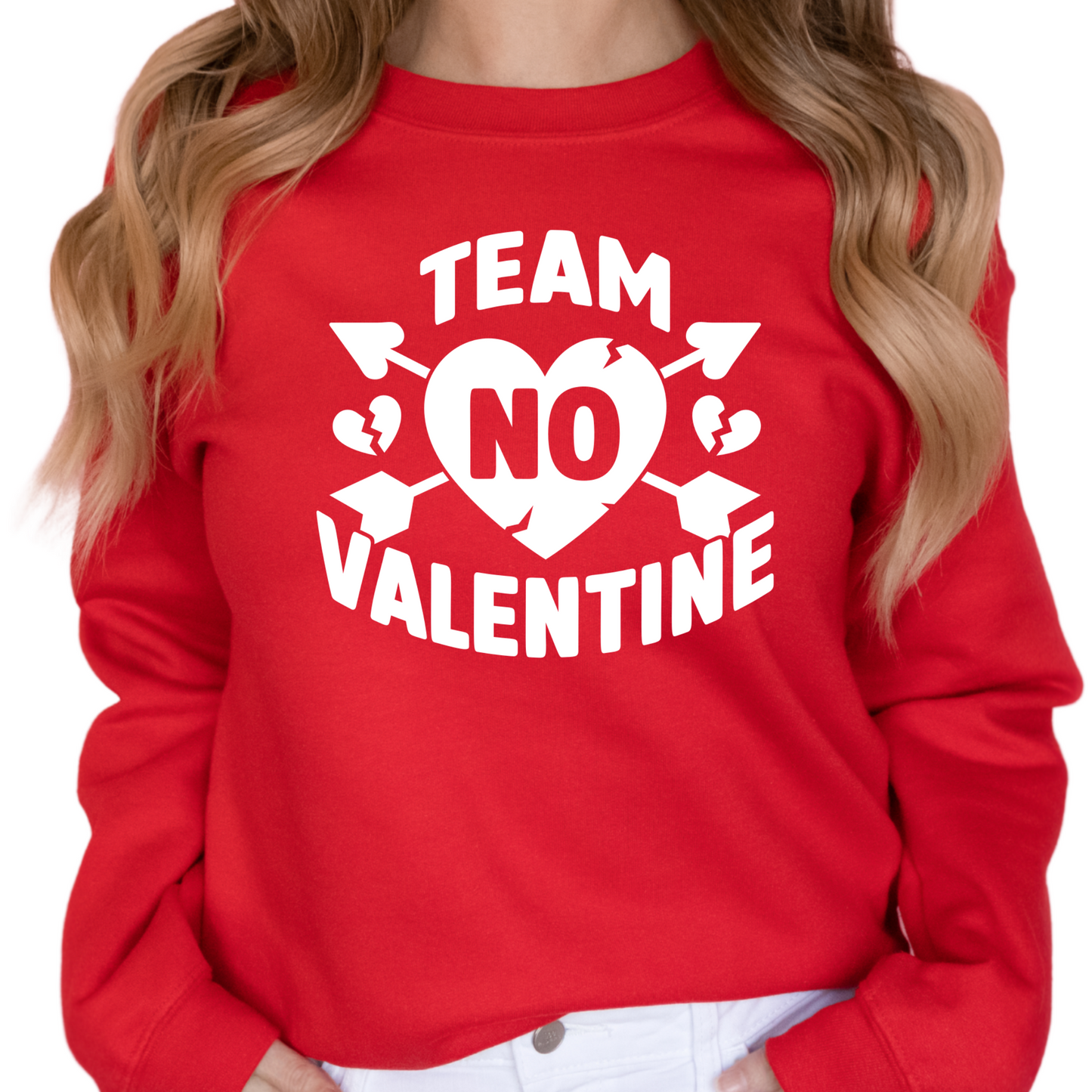 Team No Valentine Shirt - Funny Anti-Valentine’s Day Tee - Heartbroken Graphic Tee for Singles - Cute Gift for Friends - Galentine