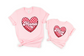 Matching Mama Mini Candy Heart Shirt Set - Valentine’s Day Family Outfit - Mommy and Me Pink Checkered Shirts - Cute Mother Daughter Gift