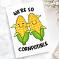 We're So Cornpatible Card - Funny Corn Themed Greeting Card - Cute Valentine's Day, Anniversary, or Friendship Card - Corny Love Gift