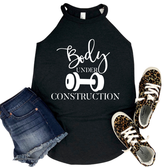 Body Under Construction Tank Top - Motivational Workout Shirt for Women - Fitness-Inspired Activewear - Stylish Gym Apparel - Misses + Plus