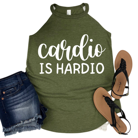 Cardio Is Hardio Gym Tank Top - Funny Workout Shirt for Women - Fitness Motivation Apparel - Comfortable Gym Lover Gift - Misses and Plus